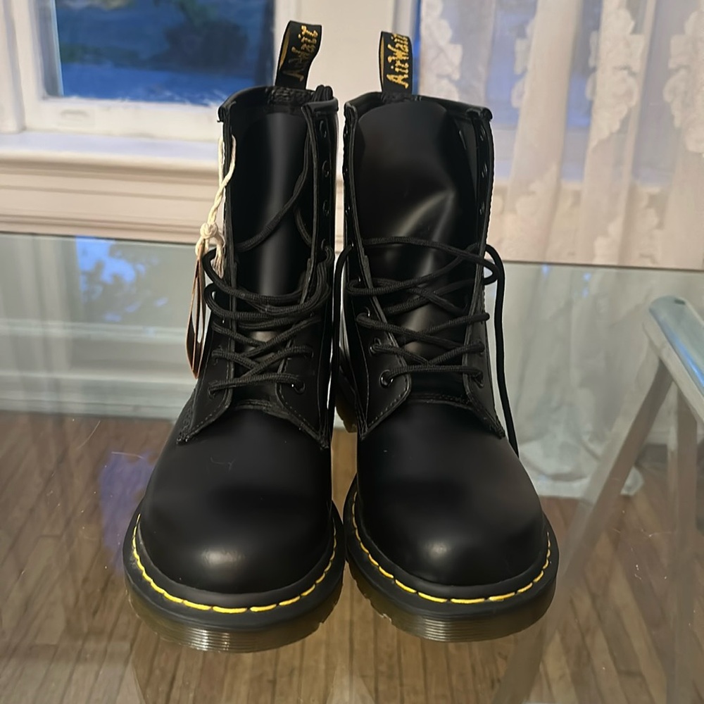 Dr. Martens Black Combat Boots with Air-Cushioned Sole
